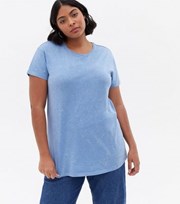 New Look Curves Blue Acid Wash Oversized T-Shirt